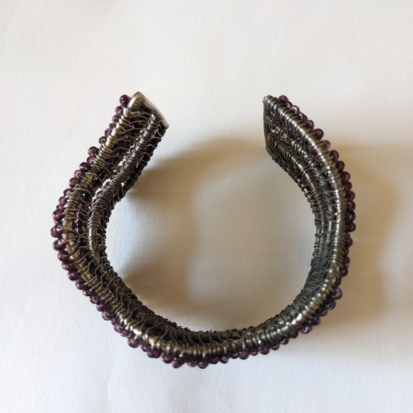 Dark Purple Beaded Wave  Bracelet - Picture 7 of 10